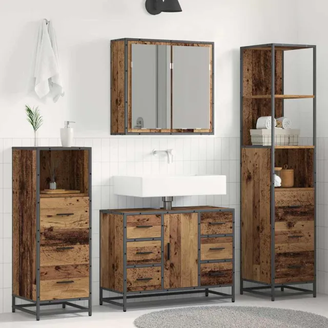 vidaXL Badkamermeubelset 4 st Oud Hout Bewerkt hout bruin, foto 2