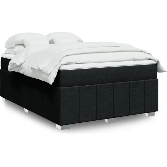 vidaXL Boxspring met matras stof zwart 160x200 cm