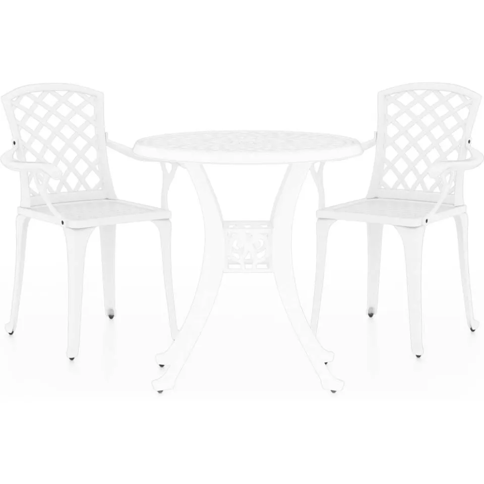 vidaXL 3-delige Bistroset gietaluminium wit, foto 3