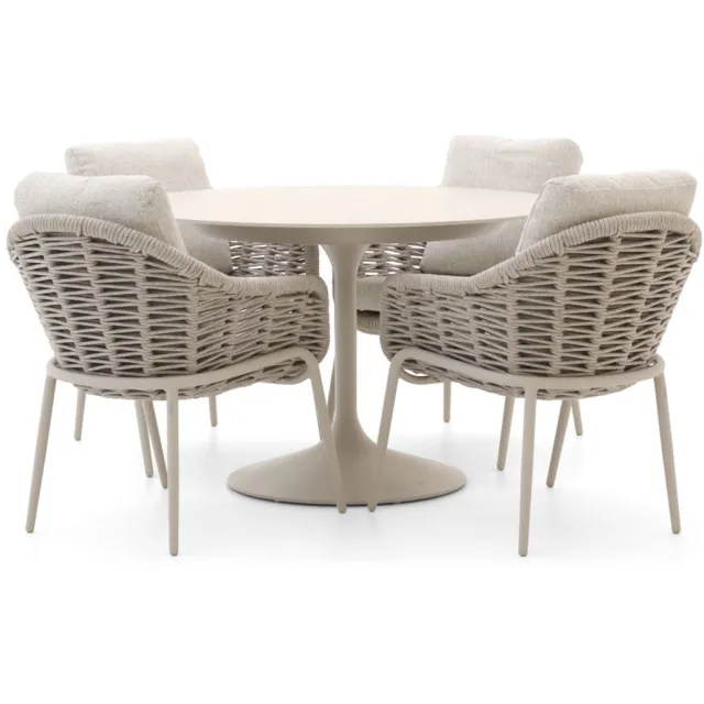 Suns Casto/Nova ø120cm dining tuinset 5-delig Taupe