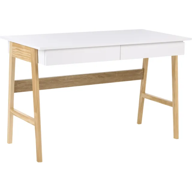 Beliani THESLAY - Bureau - Wit/Lichtbruin - 120 x 60 cm - Vezelplaat