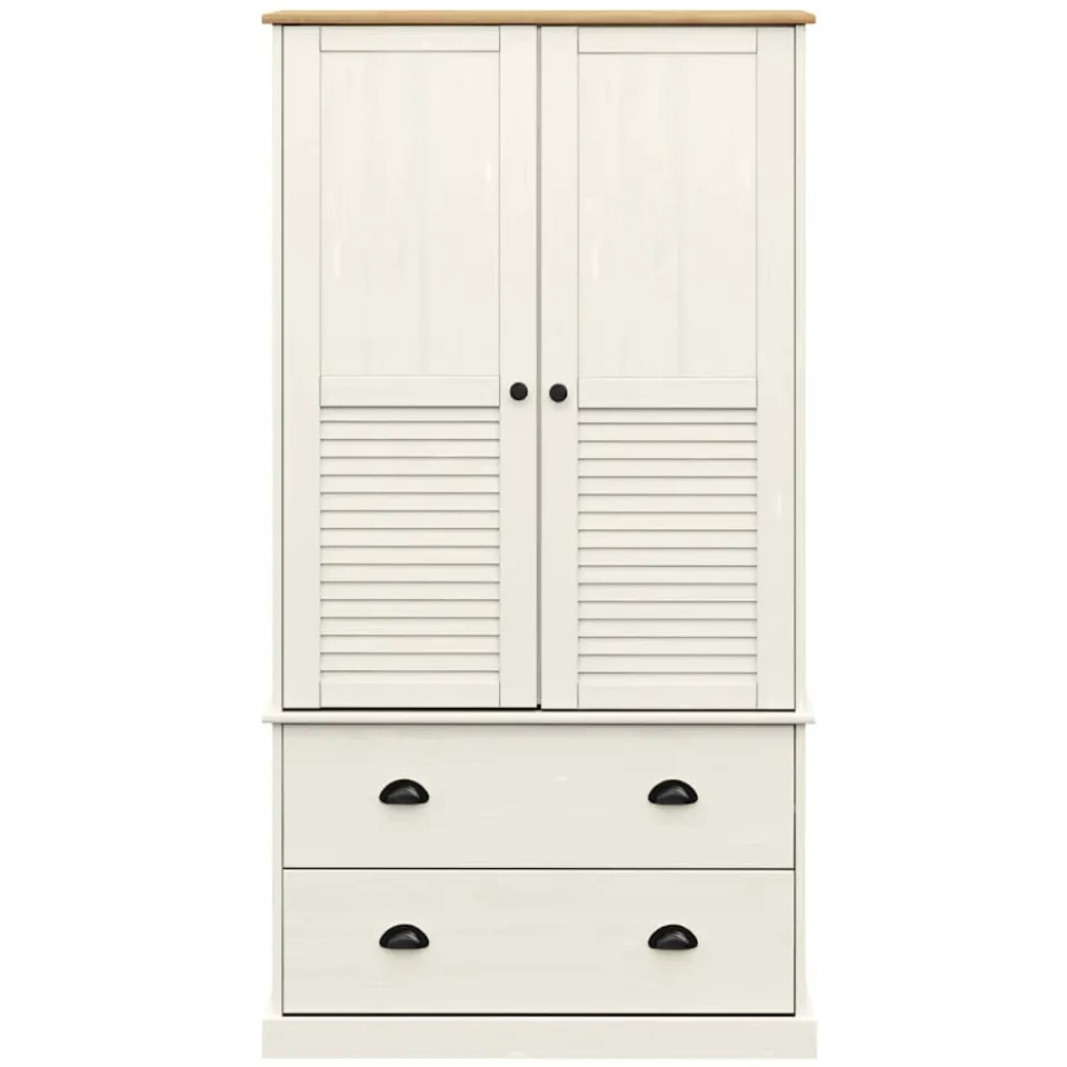 vidaXL Kledingkast VIGO 90x55x170 cm massief grenenhout wit