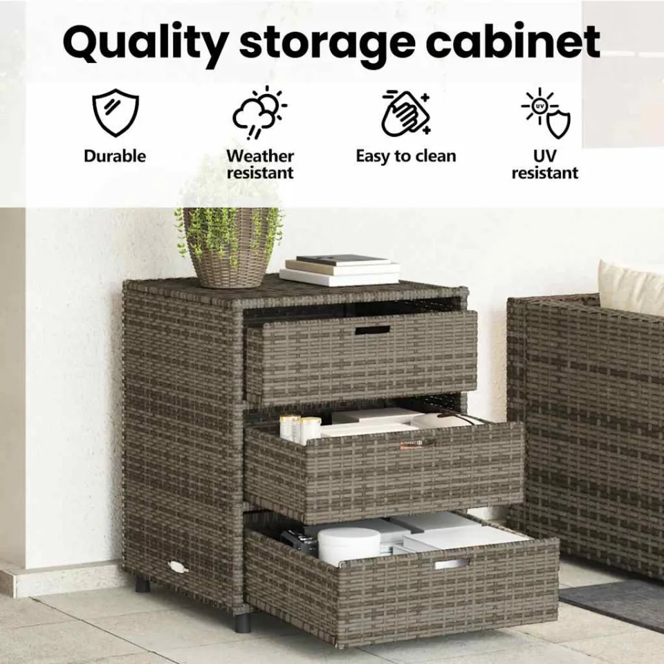 vidaXL Tuinkast 55x59x69 cm poly rattan grijs, foto 4