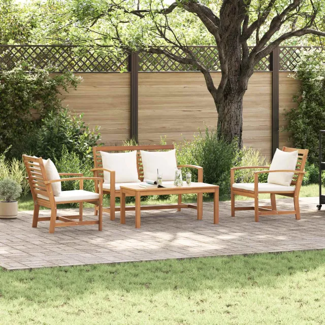 vidaXL Tuinbankenset 4 st Naturel Massief Teakhout Bruin