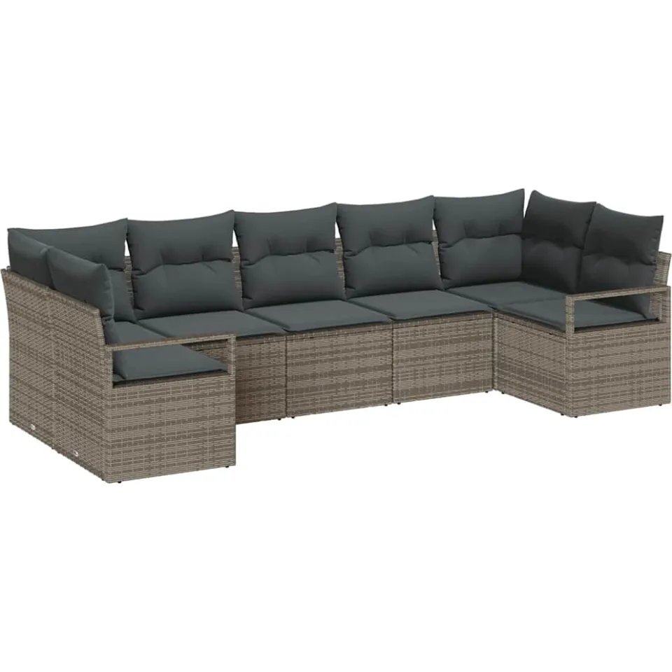 vidaXL Tuinbankenset 7 st Grijs poly rattan