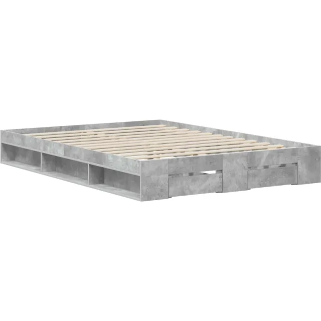 vidaXL Bedframe 2 st Betongrijs 135 x 190 cm Bewerkt hout