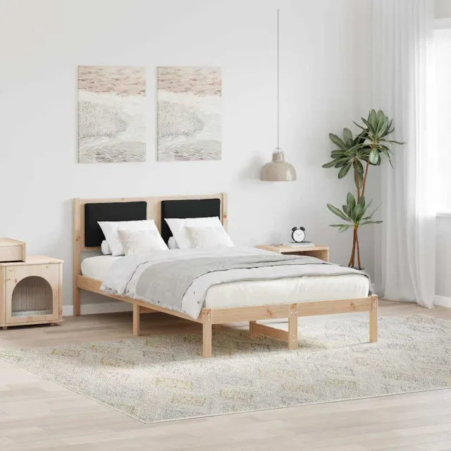 vidaXL Bedframe met hoofdeinde Zwart 120 x 190 cm Massief grenenhout