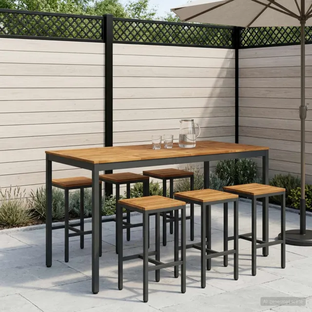 vidaXL Tuinbar Tafel NAARDEN Naturel en Zwart 180 x 88,5 x 105 cm Bruin