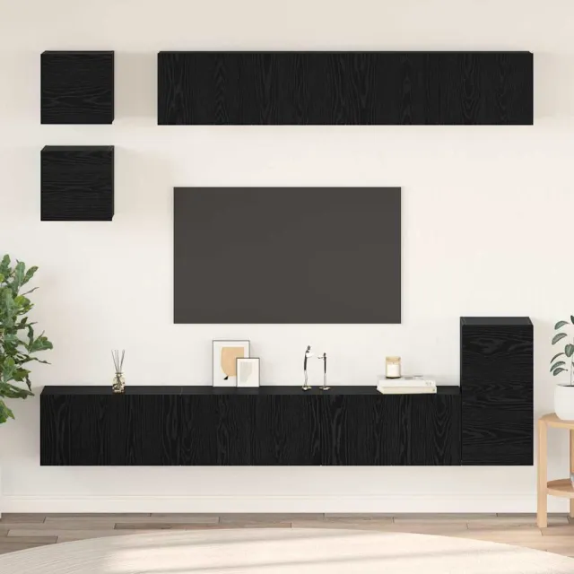 vidaXL Tv-meubelset 8 st 80 x 30 x 30 cm Zwart Eiken, foto 2