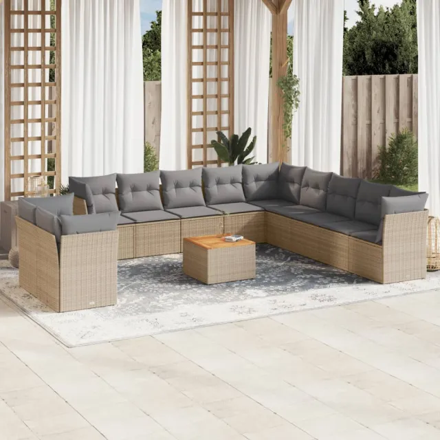 vidaXL Patio Sofa Set 11-zits Mix Beige en Lichtgrijs, foto 2