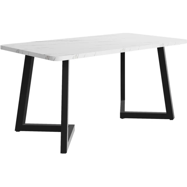 SONNENH Eettafel met marmerlook - 117 x 68 x 75 cm - MDF tafelblad en metalen poten - Wit/zwart