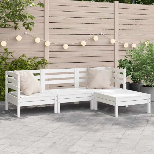 vidaXL Garden Lounge Set 3-zits Wit grenenhout Solid pine wood, foto 2