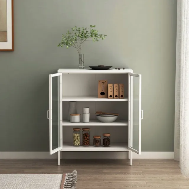 en.casa Vitrinekast Fauske 101,5x80x40 cm wit