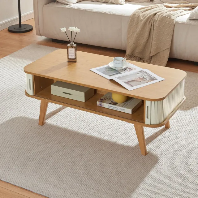 Salontafel Tysvær 100x50x40 cm naturel en cremewit [en.casa]