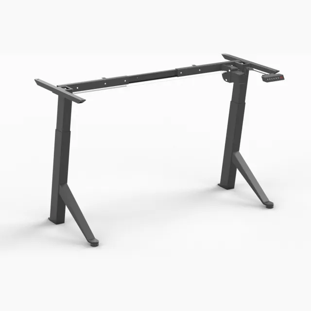Worktrainer Y-Desk Zit sta bureau Elektrisch Frame - Hoogte 70 cm - 115 cm - Breedte 110 cm - 160 cm - In hoogte verstelbaar Bureau Onderstel - Zwart - Memory display