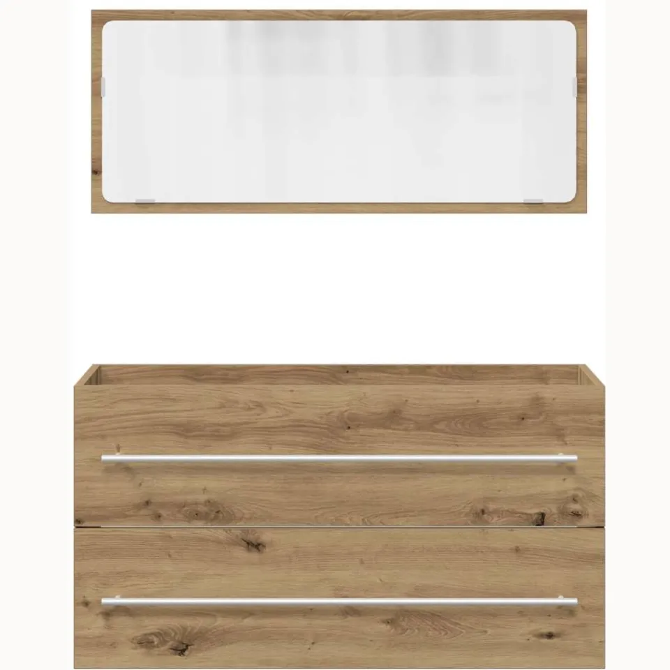 vidaXL 2-delige Badkamermeubelset bewerkt hout artisanaal eikenkleur Bruin