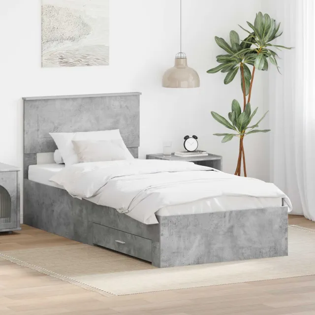 vidaXL Bedframe met lade Beton Grijs 100 x 200 cm Bewerkt hout