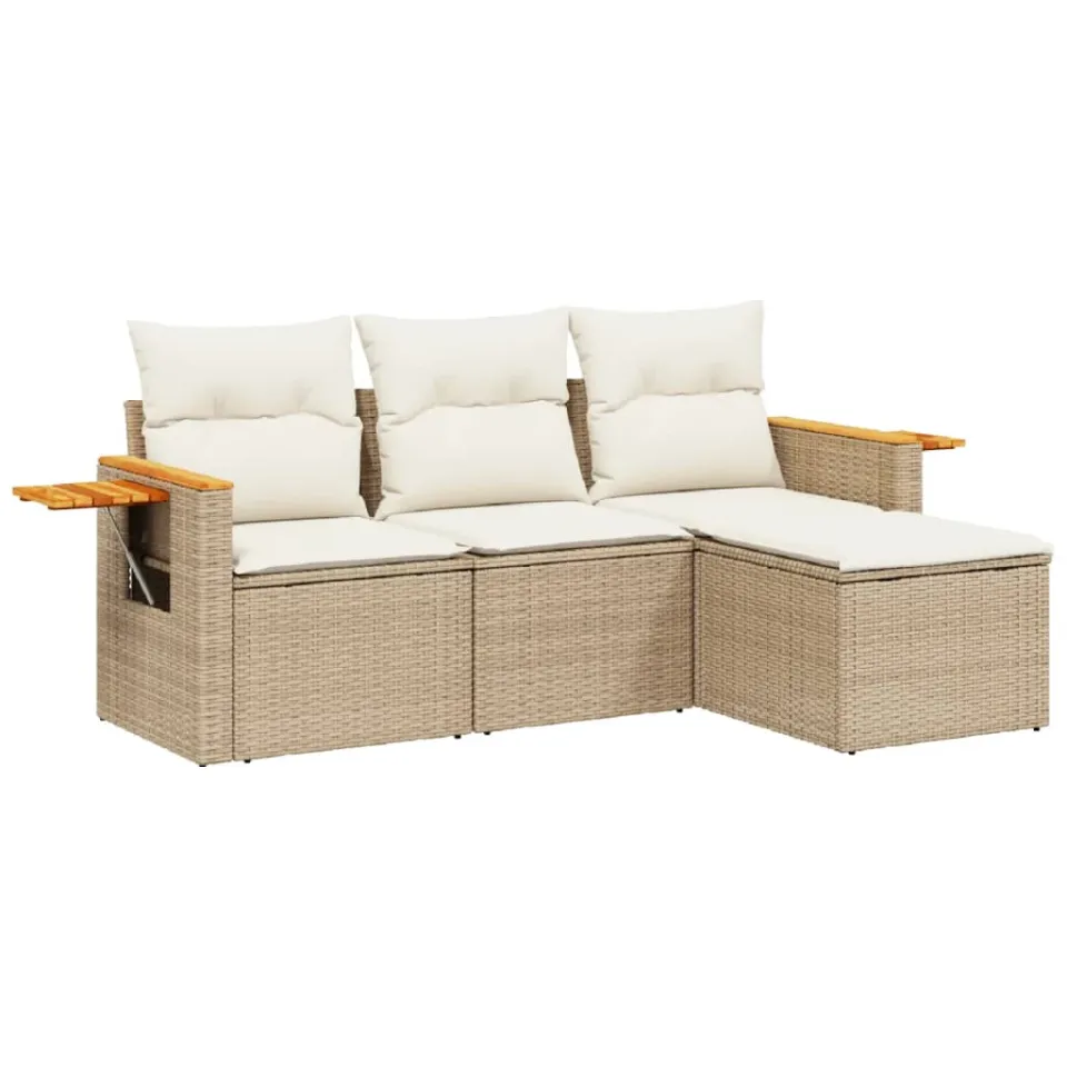 vidaXL Patio Sofa Set 4-zits Beige and Cream, foto 3