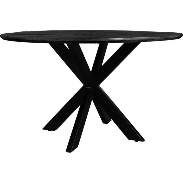 Home67 Eettafel Icon ø120 cm - Zwart Mangohout - Industrieel - Rond - 4 personen - Keukentafel