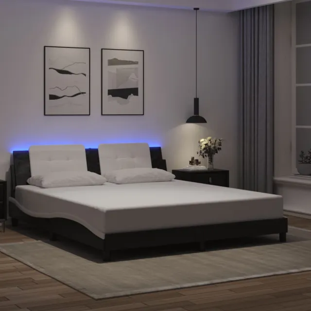 vidaXL Bedframe met LED zonder matras "Zadar" zwart en wit 180x200 cm