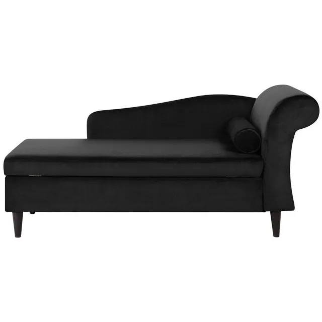 Beliani LUIRO - Chaise longue - Zwart - Rechterzijde - Fluweel