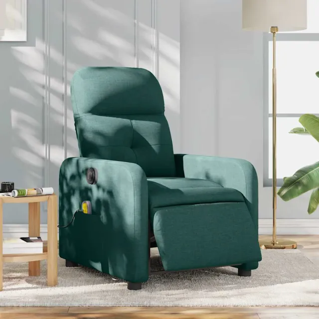 vidaXL Massagestoel elektrisch verstelbaar stof donkergroen