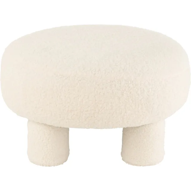 J-Line kruk Rond Teddy voeten Bouclé - textiel - wit
