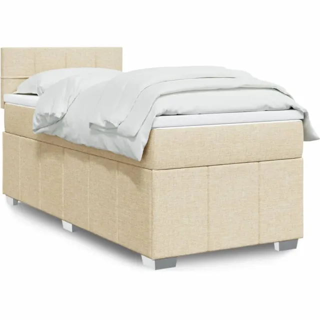 vidaXL Boxspring met matras stof crèmekleurig 100x200 cm