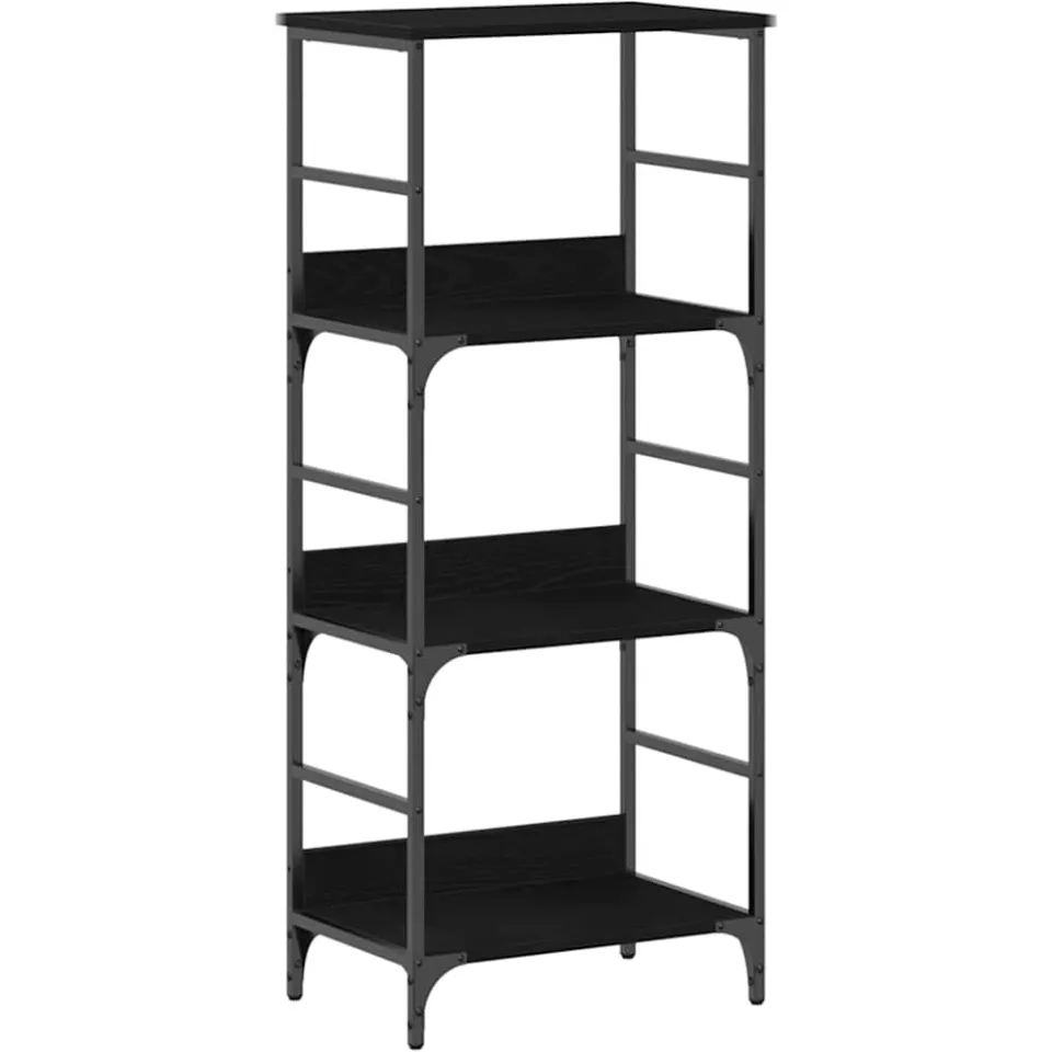 vidaXL Boekenkast 3-laags 50 x 33 x 117,5 cm Bewerkt hout Zwart Eiken, foto 3