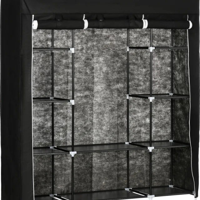GranMaison Kledingkast - Kledingkasten Slaapkamer - Garderobekast - 150 x 43 x 162,5 cm - Opvouwbaar - Stof met Metaal - Zwart
