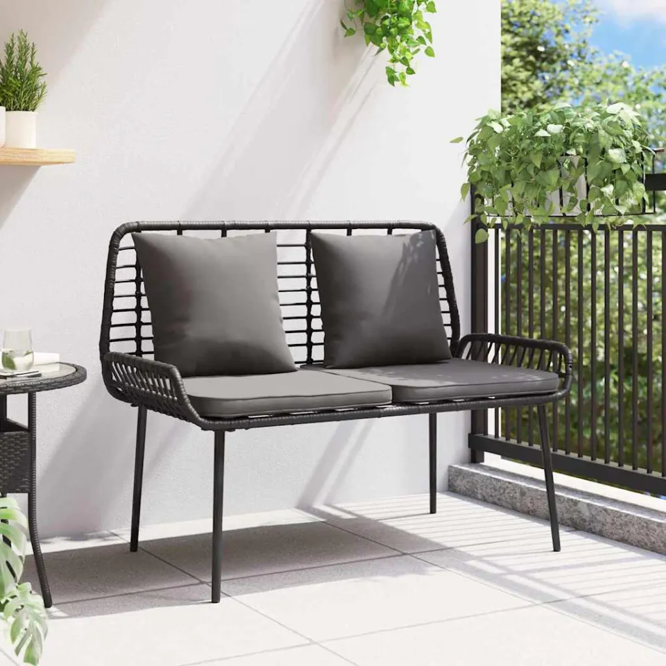 vidaXL Tuinbank Zwart en Anthraciet poly rattan, foto 3