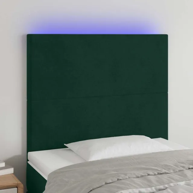 vidaXL Hoofdbord LED 90x5x118/128 cm fluweel donkergroen groen