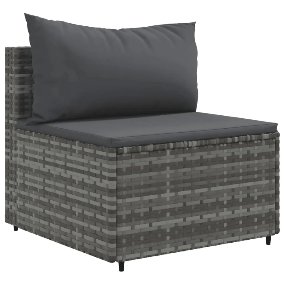 vidaXL 10-delige Loungeset met kussens poly rattan grijs, foto 4