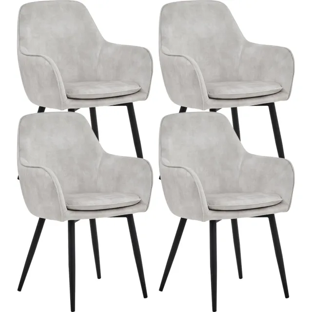 Colenis Levan eetkamerstoel - Set Van 4 - Ecru - Adoré Velvet - Industrieel - Met armleuning