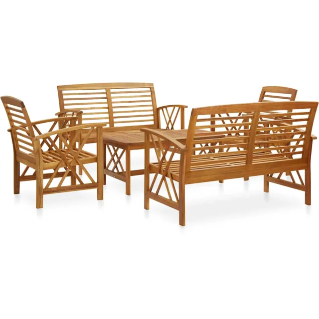 vidaXL 5-delige Loungeset massief acaciahout Bruin