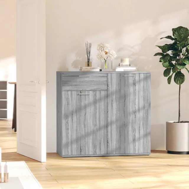 vidaXL Dressoir 80x36x75 cm bewerkt hout grijs sonoma eikenkleurig