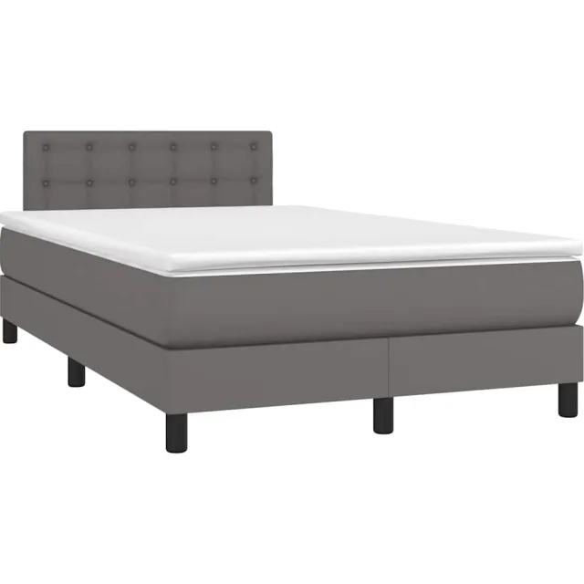 vidaXL Boxspring met matras en LED kunstleer grijs 120x190 cm