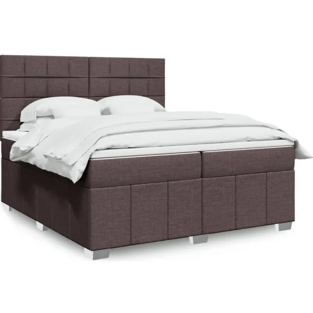 vidaXL Boxspring met matras stof donkerbruin 200x200 cm bruin