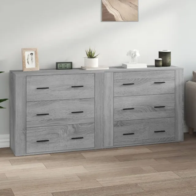vidaXL Dressoirs 2 st bewerkt hout grijs sonoma eikenkleurig, foto 2