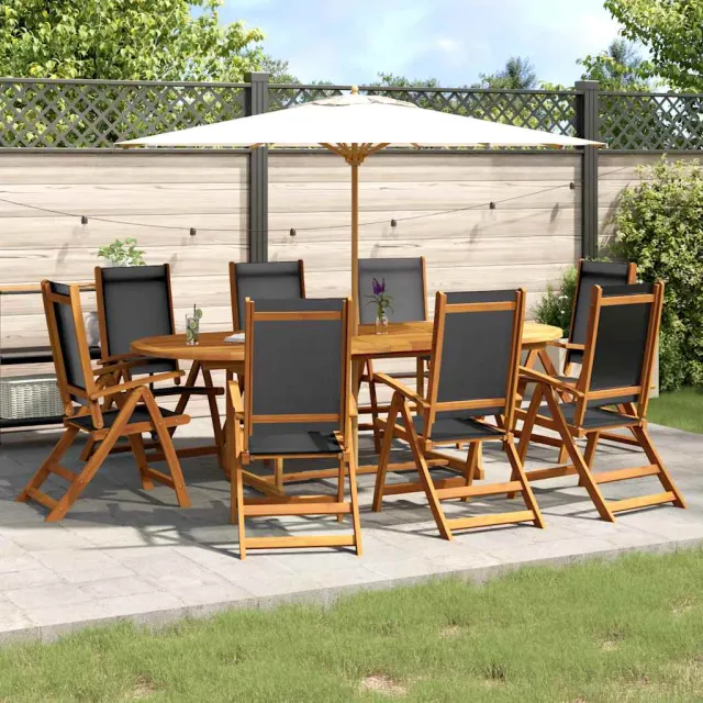 vidaXL 9-delige Tuinset massief acaciahout en textileen bruin, foto 2
