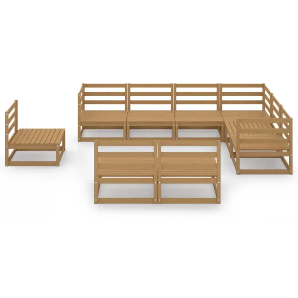 vidaXL 9-delige Loungeset massief grenenhout honingbruin