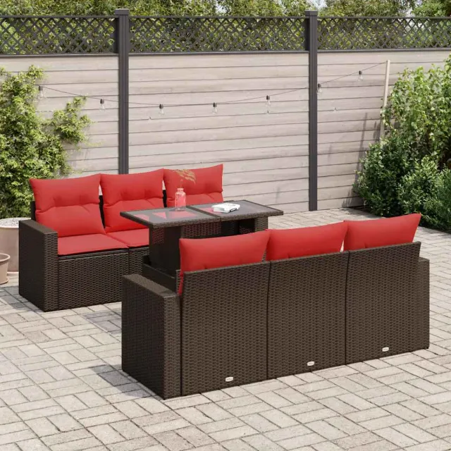vidaXL 7-delige Loungeset met kussens poly rattan acacia bruin, foto 2