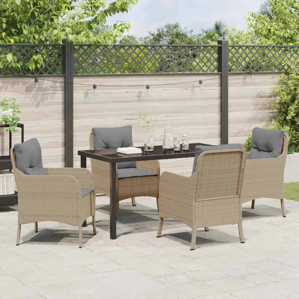 vidaXL Tuin eettafelset 5 st Beige poly rattan, foto 3