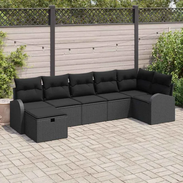 vidaXL Tuin Sofa Set 7 st Zwart poly rattan, foto 2