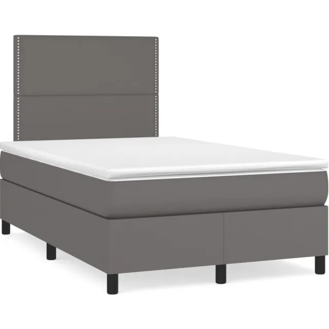 vidaXL Boxspring met matras kunstleer grijs 120x190 cm