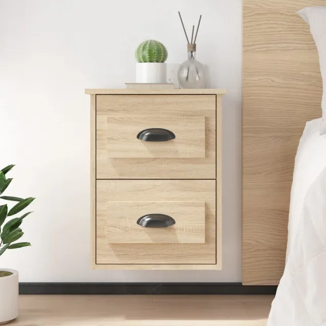 vidaXL Nachtkastjes 2 st wandgemonteerd 41,5x36x53 cm sonoma eiken, foto 2
