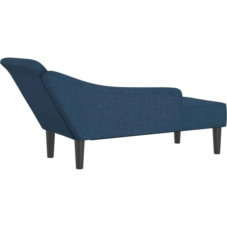 vidaXL Chaise longue met kussens stof blauw, foto 4