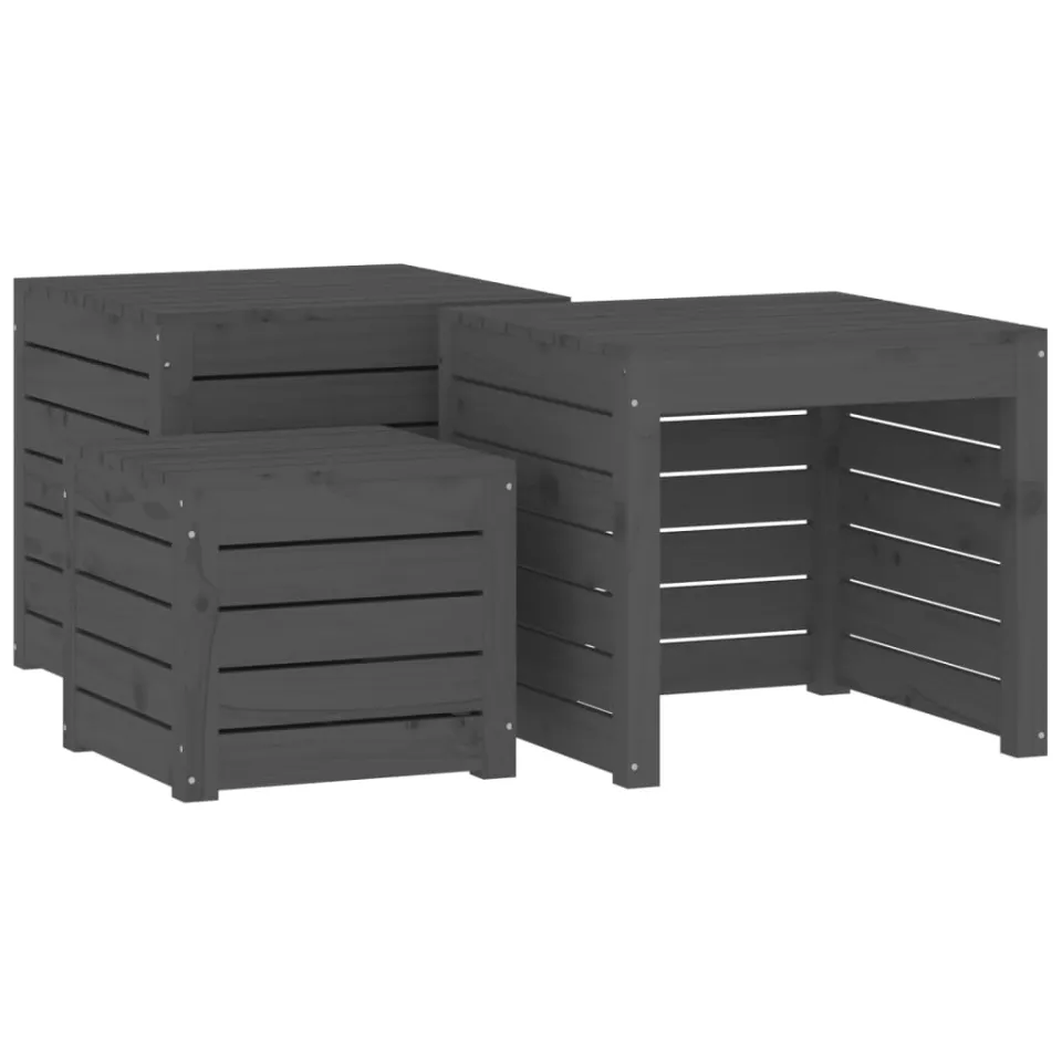vidaXL 3-delige Tuinboxset massief grenenhout grijs, foto 3