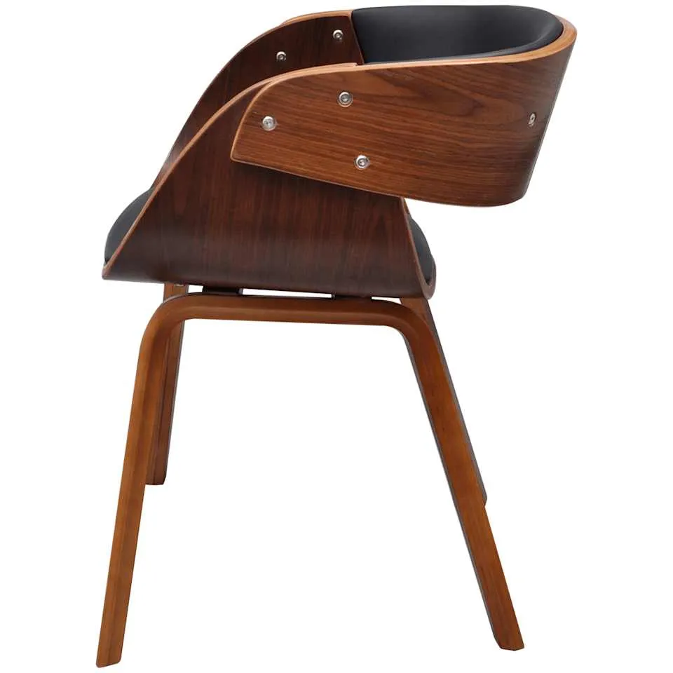 vidaXL Eetkamerstoel gebogen hout en kunstleer zwart, foto 3