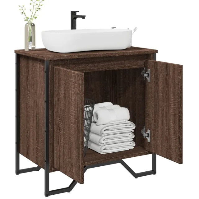 vidaXL Wastafelkast 60x35x60 cm bewerkt hout bruin eikenkleurig, foto 2